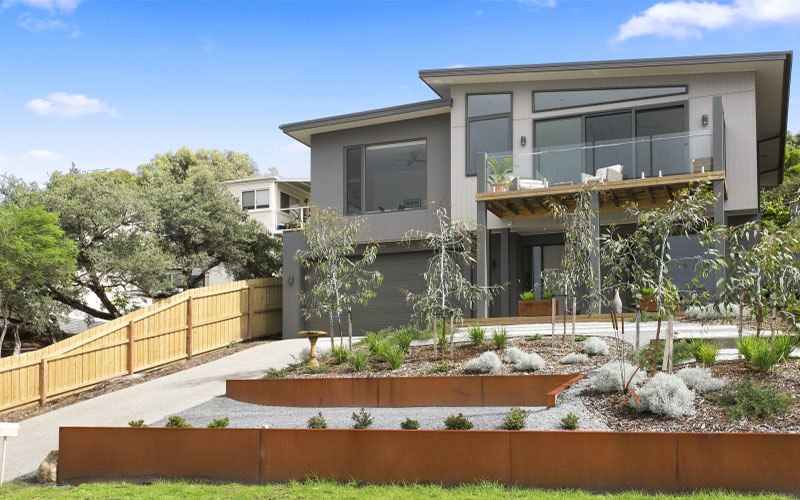 Retaining walls on a sloping block