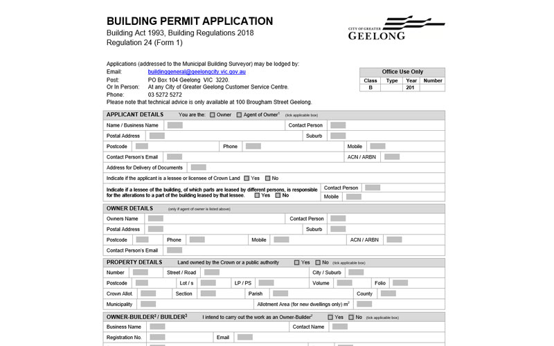 Permis de construire de la ville de Greater Geelong